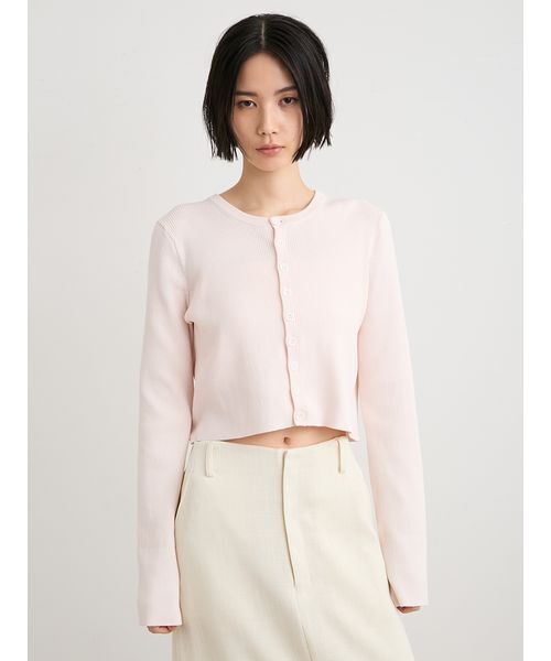 MIESROHE(ミースロエ)の「organicRIBショートニットカーデ(ニット/セーター・レディース・ホワイト/ライトピンク/イエロー/その他・F)」の3枚目の写真