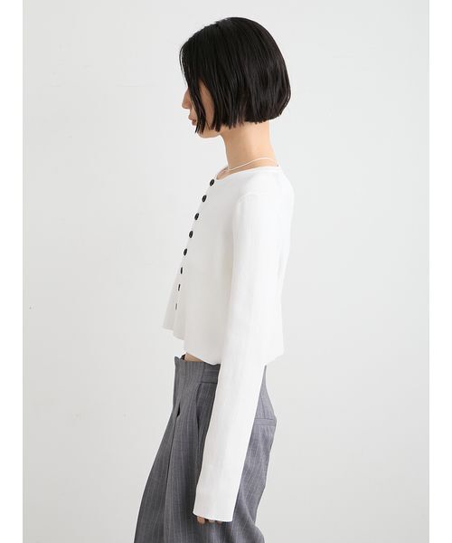 MIESROHE(ミースロエ)の「organicRIBショートニットカーデ(ニット/セーター・レディース・ホワイト/ライトピンク/イエロー/その他・F)」の5枚目の写真