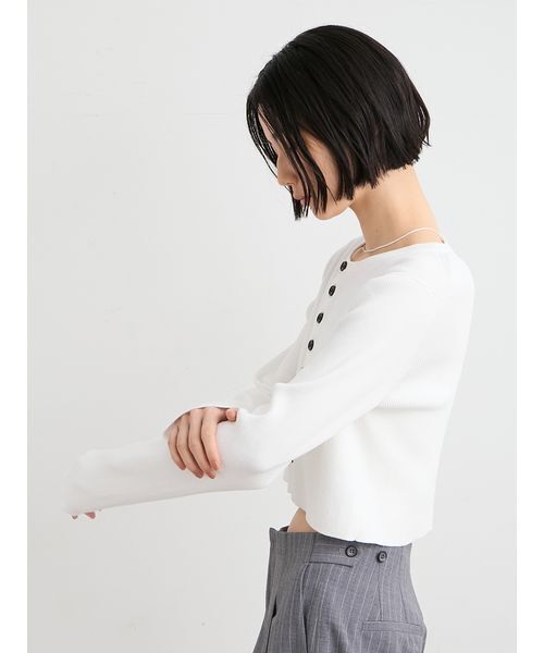 MIESROHE(ミースロエ)の「organicRIBショートニットカーデ(ニット/セーター・レディース・ホワイト/ライトピンク/イエロー/その他・F)」の7枚目の写真