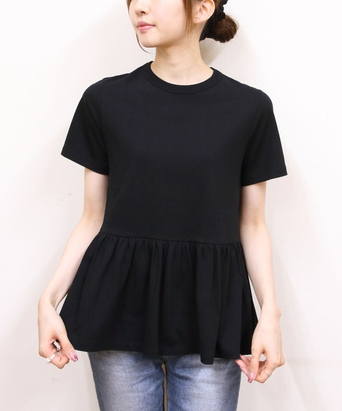 ORCIVAL(オーシバル)の「ORCIVAL/オーシバル ギャザーショートスリーブプルオーバー GATHERED SHORT SLEEVE PULLOVER OR-C0535 OEJ(Tシャツ/カットソー・レディース・ブラック/サックスブルー/ホワイト・1)」の3枚目の写真