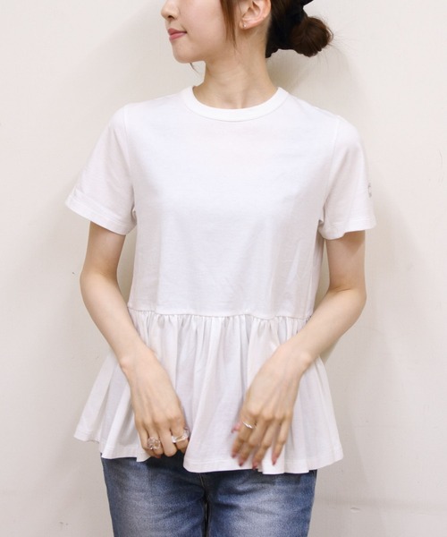 ORCIVAL(オーシバル)の「ORCIVAL/オーシバル ギャザーショートスリーブプルオーバー GATHERED SHORT SLEEVE PULLOVER OR-C0535 OEJ(Tシャツ/カットソー・レディース・ブラック/サックスブルー/ホワイト・1)」の12枚目の写真