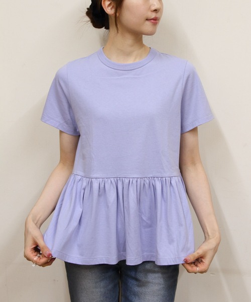 ORCIVAL(オーシバル)の「ORCIVAL/オーシバル ギャザーショートスリーブプルオーバー GATHERED SHORT SLEEVE PULLOVER OR-C0535 OEJ(Tシャツ/カットソー・レディース・ブラック/サックスブルー/ホワイト・1)」の6枚目の写真
