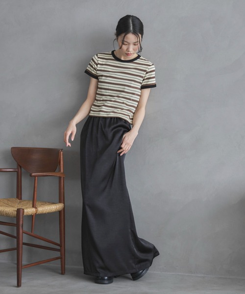 feepur（フェピュール）の「マルチボーダーコンパクトリンガーTee（Tシャツ/カットソー・レディース・アイボリー/ブラウン・MEDIUM）」の16枚目の写真