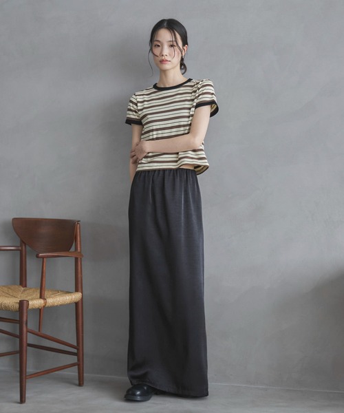 feepur（フェピュール）の「マルチボーダーコンパクトリンガーTee（Tシャツ/カットソー・レディース・アイボリー/ブラウン・MEDIUM）」の18枚目の写真