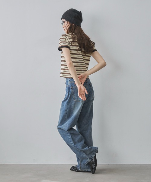 feepur（フェピュール）の「マルチボーダーコンパクトリンガーTee（Tシャツ/カットソー・レディース・アイボリー/ブラウン・MEDIUM）」の10枚目の写真