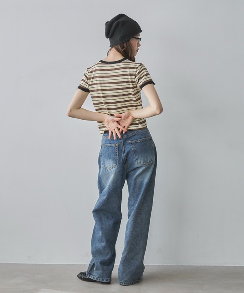 feepur（フェピュール）の「マルチボーダーコンパクトリンガーTee（Tシャツ/カットソー・レディース・アイボリー/ブラウン・MEDIUM）」の11枚目の写真