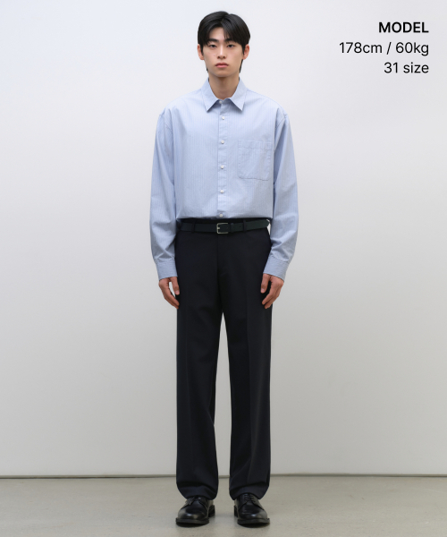 MUSINSA STANDARD（ムシンサスタンダード）の「ウィップコードストレートヒドゥンバンディングスラックス[ネイビー]（スラックス・メンズ・その他・28/29/26/27/30/31/32/33/34/36/38/40/42）」の2枚目の写真