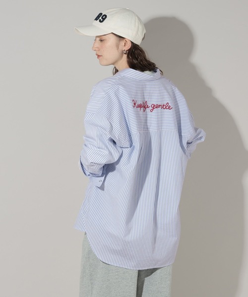 GEORGE'S(ジョージズ)の「ストライプ刺繍シャツ(シャツ/ブラウス・レディース・ブルー/グリーン/ピンク・FREE)」の13枚目の写真