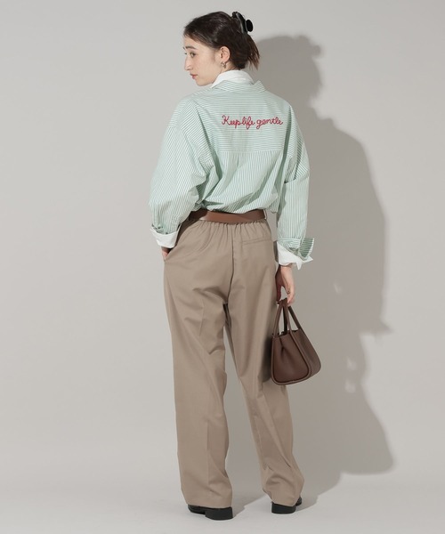 GEORGE'S(ジョージズ)の「ストライプ刺繍シャツ(シャツ/ブラウス・レディース・ブルー/グリーン/ピンク・FREE)」の19枚目の写真