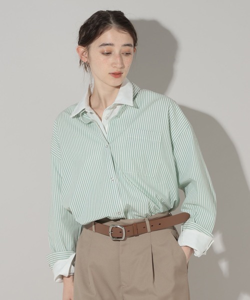 GEORGE'S(ジョージズ)の「ストライプ刺繍シャツ(シャツ/ブラウス・レディース・ブルー/グリーン/ピンク・FREE)」の21枚目の写真