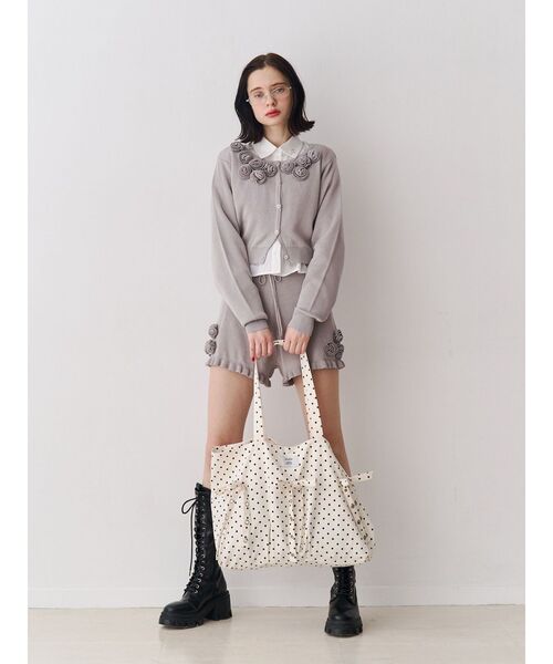 jouetie（ジュエティ）の「ローズモチーフニットショーパン【セットアップ対応】（その他パンツ・レディース・ピンク/グレー/ブラック・MEDIUM）」の7枚目の写真