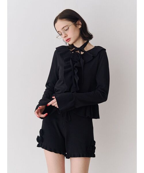 jouetie（ジュエティ）の「ローズモチーフニットショーパン【セットアップ対応】（その他パンツ・レディース・ピンク/グレー/ブラック・MEDIUM）」の10枚目の写真