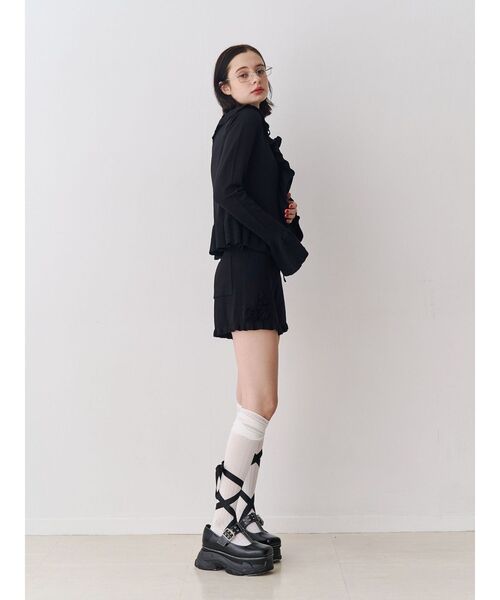 jouetie（ジュエティ）の「ローズモチーフニットショーパン【セットアップ対応】（その他パンツ・レディース・ピンク/グレー/ブラック・MEDIUM）」の13枚目の写真