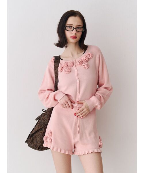 jouetie（ジュエティ）の「ローズモチーフニットショーパン【セットアップ対応】（その他パンツ・レディース・ピンク/グレー/ブラック・MEDIUM）」の17枚目の写真