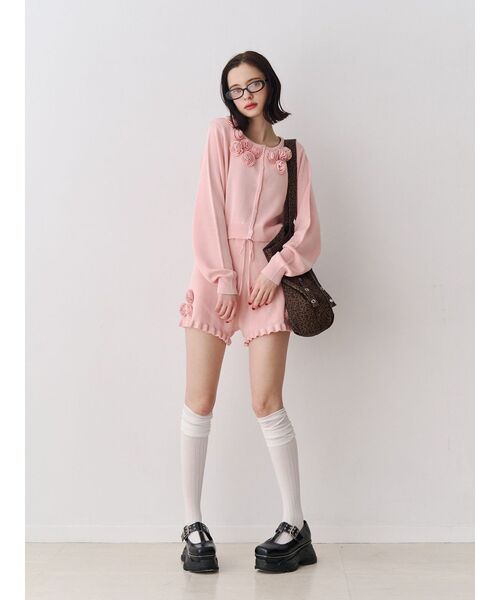 jouetie（ジュエティ）の「ローズモチーフニットショーパン【セットアップ対応】（その他パンツ・レディース・ピンク/グレー/ブラック・MEDIUM）」の19枚目の写真