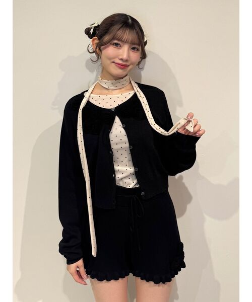 jouetie（ジュエティ）の「ローズモチーフニットショーパン【セットアップ対応】（その他パンツ・レディース・ピンク/グレー/ブラック・MEDIUM）」の22枚目の写真