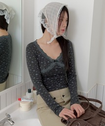 UNE MANSION（ユヌマンション）の「【2026SS新作アイテム】バレエコアラブリーレースフラワーカットソー（Tシャツ/カットソー）」