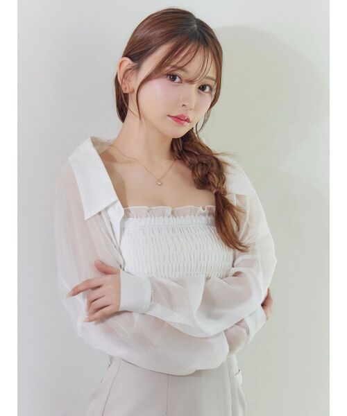 EATME(イートミー)の「シャーリングベアTOPシャツセット(シャツ/ブラウス・レディース・イエロー/オフホワイト/ブラック・FREE)」の7枚目の写真