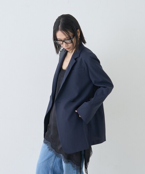 Rouge vif(ルージュヴィフ)の「【セットアップ対応】レースサテンアシンメトリーキャミソール/レーストップス(キャミソール・レディース・ブラック/ブラウン/チャコールグレー・フリー)」の5枚目の写真