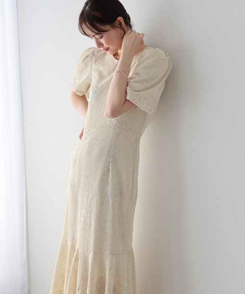 BLUEEAST（ブルーイースト）の「《2サイズ展開》ジャガードレースバックリボンマーメイドドレス　結婚式 成人式 二次会 同窓会 セレモニー パーティードレス オケージョンドレス お呼ばれ（ドレス・レディース・ブラック/ベージュ・SMALL/MEDIUM）」の10枚目の写真
