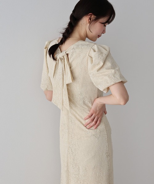 BLUEEAST（ブルーイースト）の「《2サイズ展開》ジャガードレースバックリボンマーメイドドレス　結婚式 成人式 二次会 同窓会 セレモニー パーティードレス オケージョンドレス お呼ばれ（ドレス・レディース・ブラック/ベージュ・SMALL/MEDIUM）」の11枚目の写真