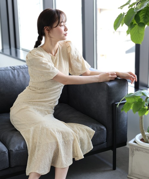 BLUEEAST（ブルーイースト）の「《2サイズ展開》ジャガードレースバックリボンマーメイドドレス　結婚式 成人式 二次会 同窓会 セレモニー パーティードレス オケージョンドレス お呼ばれ（ドレス・レディース・ブラック/ベージュ・SMALL/MEDIUM）」の12枚目の写真