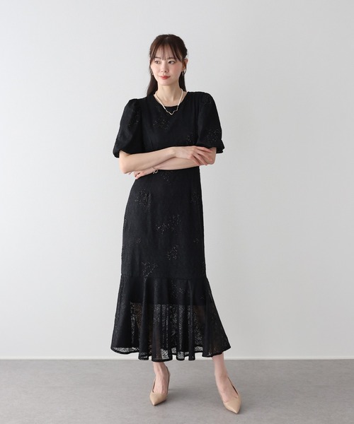 BLUEEAST（ブルーイースト）の「《2サイズ展開》ジャガードレースバックリボンマーメイドドレス　結婚式 成人式 二次会 同窓会 セレモニー パーティードレス オケージョンドレス お呼ばれ（ドレス・レディース・ブラック/ベージュ・SMALL/MEDIUM）」の14枚目の写真
