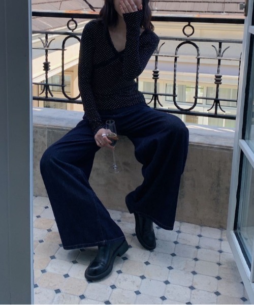 Vipoa（ヴィポア）の「French Lace v-neck tee（Tシャツ/カットソー・レディース・ブラック/グリーン・FREE）」の9枚目の写真