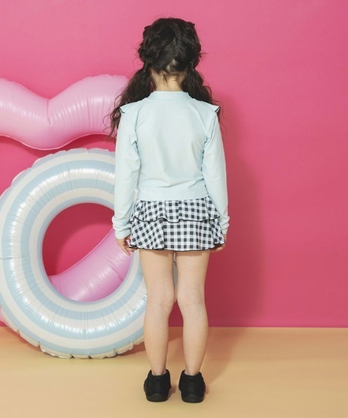 BRANSHES（ブランシェス）の「【水着 / SWIM / WEB限定】長袖ラッシュガード＆スカパン２点セット（水着・キッズ・サックスブルー/サーモンピンク/ピンク/ライトグリーン・100/130/120/110/90）」の6枚目の写真