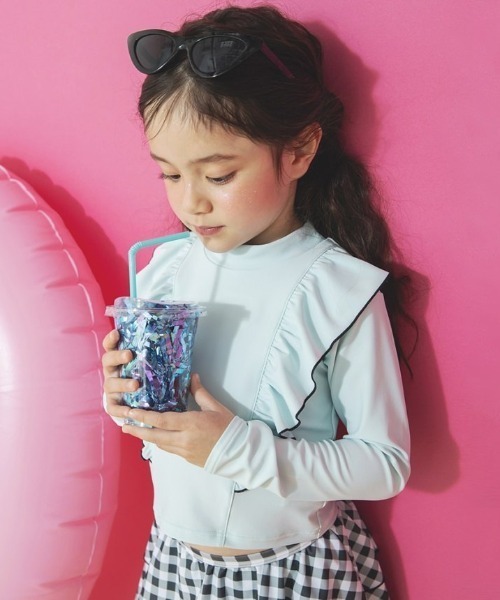 BRANSHES（ブランシェス）の「【水着 / SWIM / WEB限定】長袖ラッシュガード＆スカパン２点セット（水着・キッズ・サックスブルー/サーモンピンク/ピンク/ライトグリーン・100/130/120/110/90）」の7枚目の写真