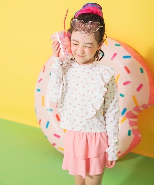 BRANSHES（ブランシェス）の「【水着 / SWIM / WEB限定】長袖ラッシュガード＆スカパン２点セット（水着・キッズ・サックスブルー/サーモンピンク/ピンク/ライトグリーン・100/130/120/110/90）」の11枚目の写真