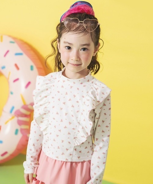 BRANSHES（ブランシェス）の「【水着 / SWIM / WEB限定】長袖ラッシュガード＆スカパン２点セット（水着・キッズ・サックスブルー/サーモンピンク/ピンク/ライトグリーン・100/130/120/110/90）」の12枚目の写真