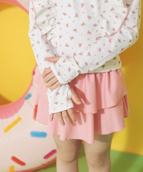 BRANSHES（ブランシェス）の「【水着 / SWIM / WEB限定】長袖ラッシュガード＆スカパン２点セット（水着・キッズ・サックスブルー/サーモンピンク/ピンク/ライトグリーン・100/130/120/110/90）」の13枚目の写真