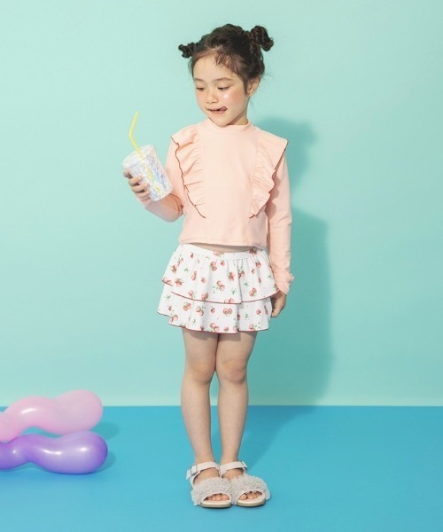 BRANSHES（ブランシェス）の「【水着 / SWIM / WEB限定】長袖ラッシュガード＆スカパン２点セット（水着・キッズ・サックスブルー/サーモンピンク/ピンク/ライトグリーン・100/130/120/110/90）」の16枚目の写真