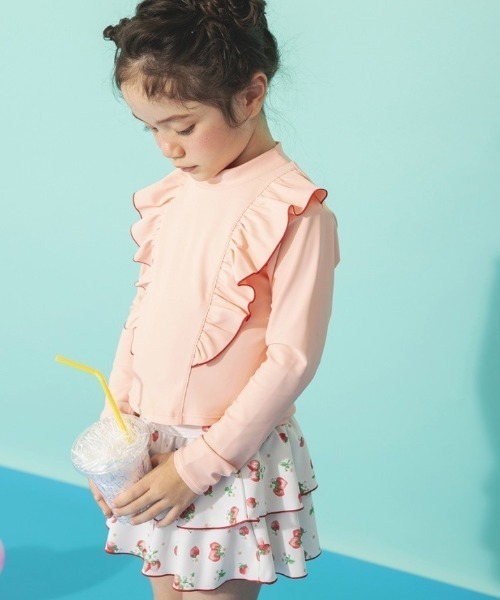 BRANSHES（ブランシェス）の「【水着 / SWIM / WEB限定】長袖ラッシュガード＆スカパン２点セット（水着・キッズ・サックスブルー/サーモンピンク/ピンク/ライトグリーン・100/130/120/110/90）」の18枚目の写真