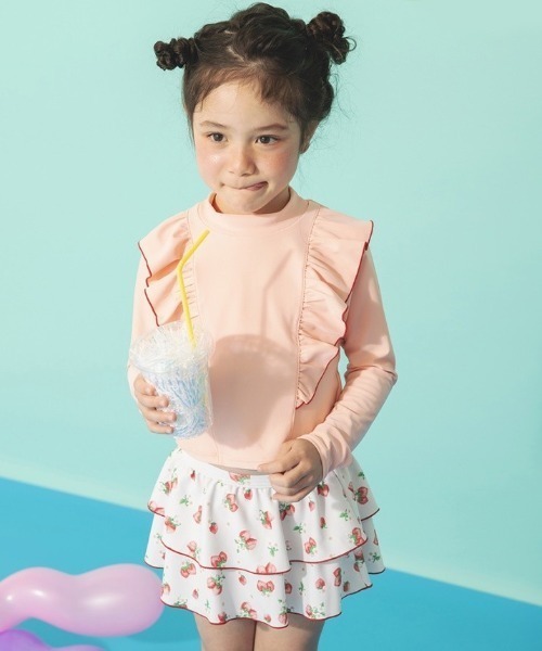 BRANSHES（ブランシェス）の「【水着 / SWIM / WEB限定】長袖ラッシュガード＆スカパン２点セット（水着・キッズ・サックスブルー/サーモンピンク/ピンク/ライトグリーン・100/130/120/110/90）」の20枚目の写真