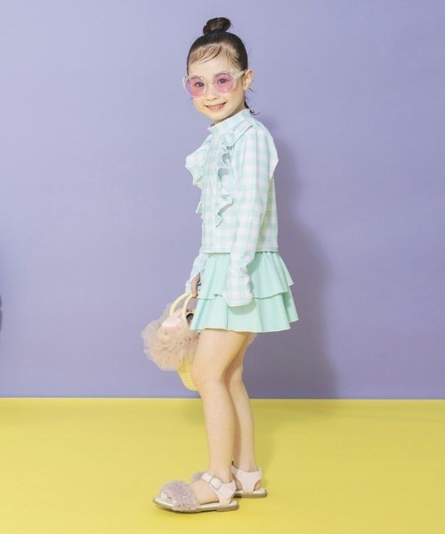 BRANSHES（ブランシェス）の「【水着 / SWIM / WEB限定】長袖ラッシュガード＆スカパン２点セット（水着・キッズ・サックスブルー/サーモンピンク/ピンク/ライトグリーン・100/130/120/110/90）」の21枚目の写真