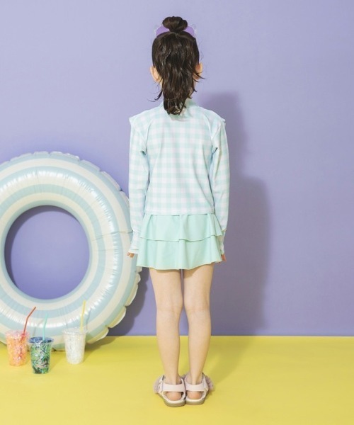 BRANSHES（ブランシェス）の「【水着 / SWIM / WEB限定】長袖ラッシュガード＆スカパン２点セット（水着・キッズ・サックスブルー/サーモンピンク/ピンク/ライトグリーン・100/130/120/110/90）」の22枚目の写真