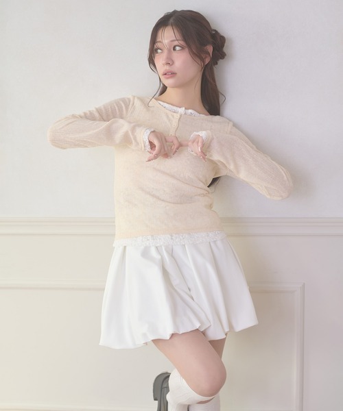 Ambre Neige(アンブルネージュ)の「henley neck lace fake layered tops / ヘンリーネックレースフェイクレイヤードトップス(Tシャツ/カットソー・レディース・アイボリー/ライトグレー/ピンク・FREE)」の22枚目の写真