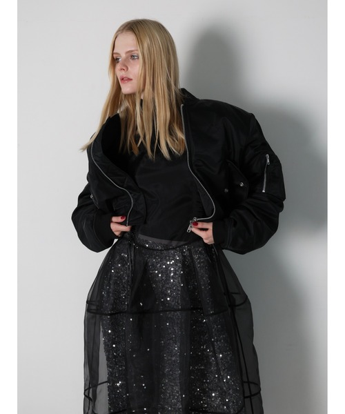 AMOMMA(アモマ)の「PADDED MA-1 JACKET(MA-1・レディース・ブラック・FREE)」の9枚目の写真