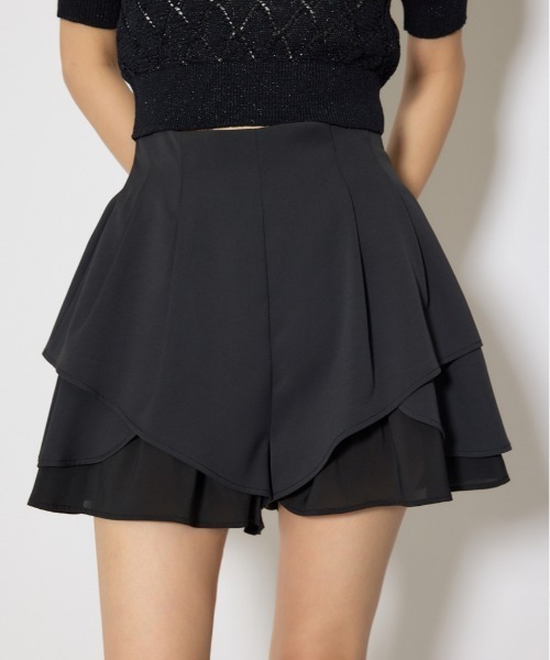 rienda（リエンダ）の「レイヤードパターンジャストウエストスコートショートパンツ 春服（その他パンツ・レディース・ブラック/ベージュ/ホワイト・X-SMALL/SMALL/MEDIUM）」の2枚目の写真