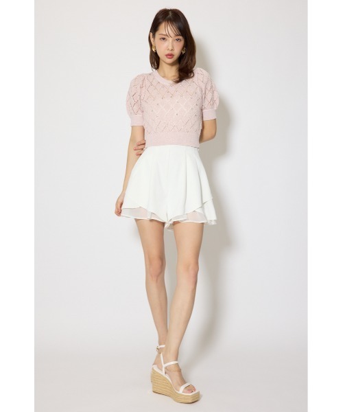 rienda（リエンダ）の「レイヤードパターンジャストウエストスコートショートパンツ 春服（その他パンツ・レディース・ブラック/ベージュ/ホワイト・X-SMALL/SMALL/MEDIUM）」の5枚目の写真