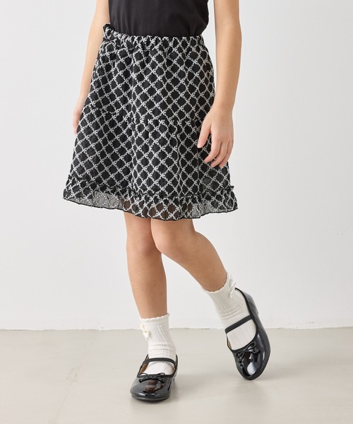 ROPE' PICNIC(ロペピクニック)の「【KIDS/キッズ】インナーパンツ付きレースギャザースカート/セットアップ対応(スカート・キッズ・キナリ/ブラック・L/M/S)」の7枚目の写真