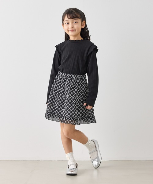 ROPE' PICNIC(ロペピクニック)の「【KIDS/キッズ】インナーパンツ付きレースギャザースカート/セットアップ対応(スカート・キッズ・キナリ/ブラック・L/M/S)」の5枚目の写真