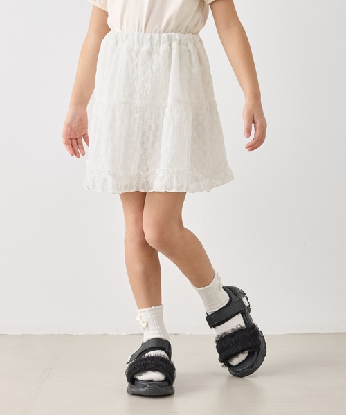 ROPE' PICNIC(ロペピクニック)の「【KIDS/キッズ】インナーパンツ付きレースギャザースカート/セットアップ対応(スカート・キッズ・キナリ/ブラック・L/M/S)」の13枚目の写真