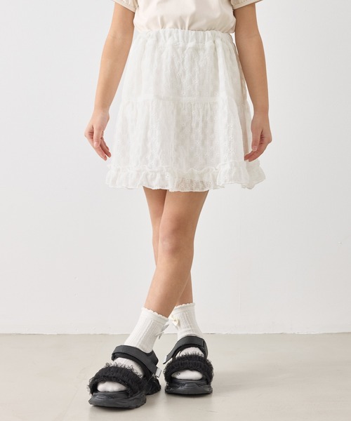 ROPE' PICNIC(ロペピクニック)の「【KIDS/キッズ】インナーパンツ付きレースギャザースカート/セットアップ対応(スカート・キッズ・キナリ/ブラック・L/M/S)」の14枚目の写真