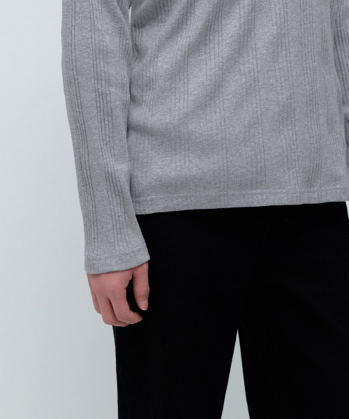 MUSINSA STANDARD（ムシンサスタンダード）の「マルチリブヘンリーネック長袖Tシャツ[ミディアムグレー]（Tシャツ/カットソー・メンズ・その他・SMALL/MEDIUM/LARGE/X-LARGE/2XL/3XL）」の5枚目の写真