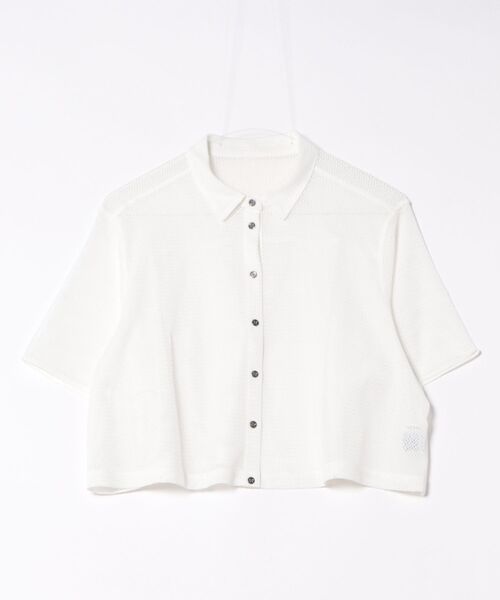 aunt lily(アントリリー)の「クロップド ラッセル レース シャツ|透け感 メッシュ クロップド丈 きれいめ 羽織り(シャツ/ブラウス・レディース・オフホワイト/ブラック・S/M/L/LL)」の15枚目の写真