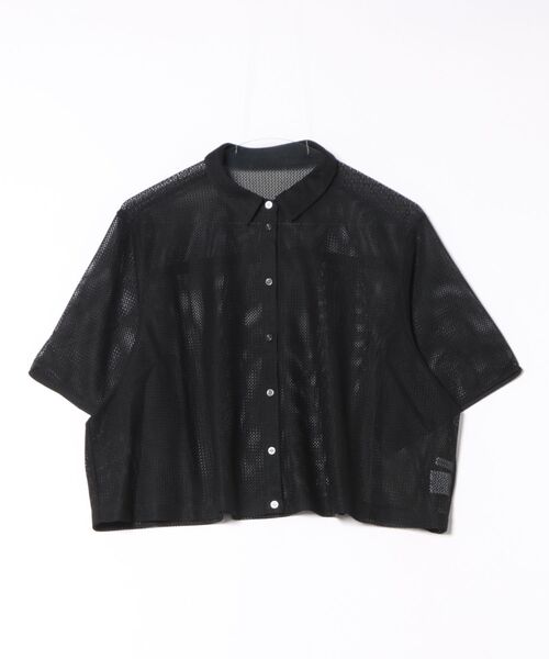 aunt lily(アントリリー)の「クロップド ラッセル レース シャツ|透け感 メッシュ クロップド丈 きれいめ 羽織り(シャツ/ブラウス・レディース・オフホワイト/ブラック・S/M/L/LL)」の16枚目の写真