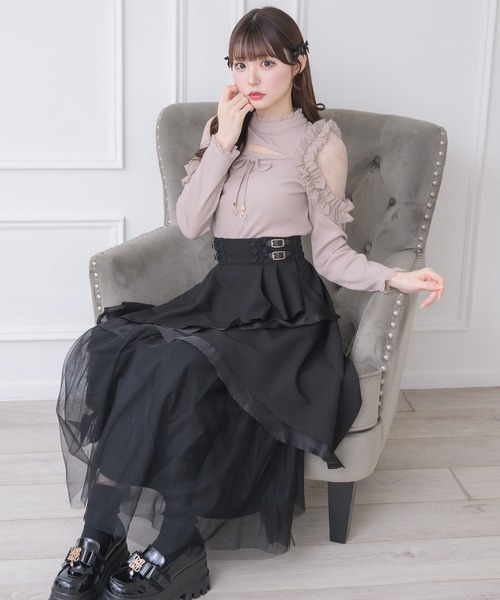 couture BY ROJITA(クチュールバイロジータ)の「シアーフリルテレコトップス(Tシャツ/カットソー・レディース・ホワイト/ピンクベージュ/ブラック・FREE)」の10枚目の写真